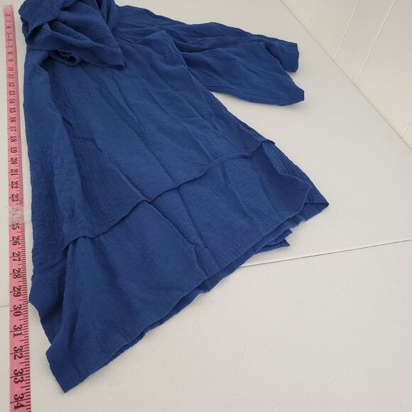 Ali Miles Womens Blue Crinkle Tunic Top Size 2X Cowl Neck Pockets Lagenlook - Picture 11 of 13